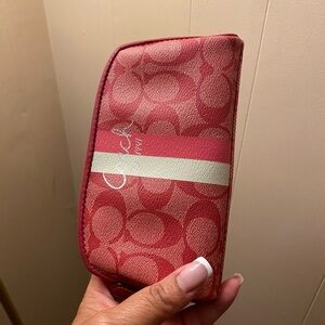 Coach Heritage Stripe Leather Pouch